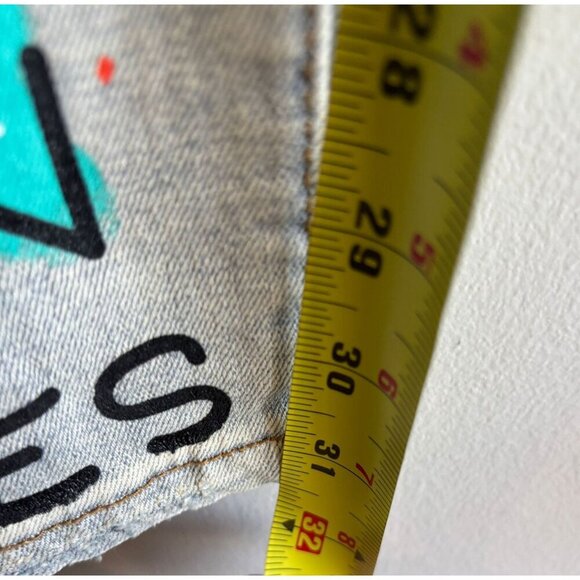 CPTL Denim Womens Cash Ripped Colorful Splatter Jeans Light Blue Size 28 - Picture 4 of 13